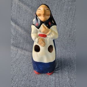 Vintage Handpainted Kitchen Witch Ceramic Utensil Holder Baba Yaga Tiawan 1980